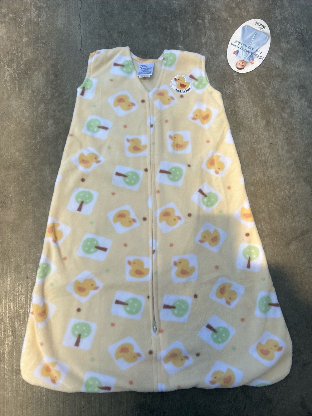 HALO Yellow Fleece Baby Sleep Sack with Duck Print size 6-12 Months